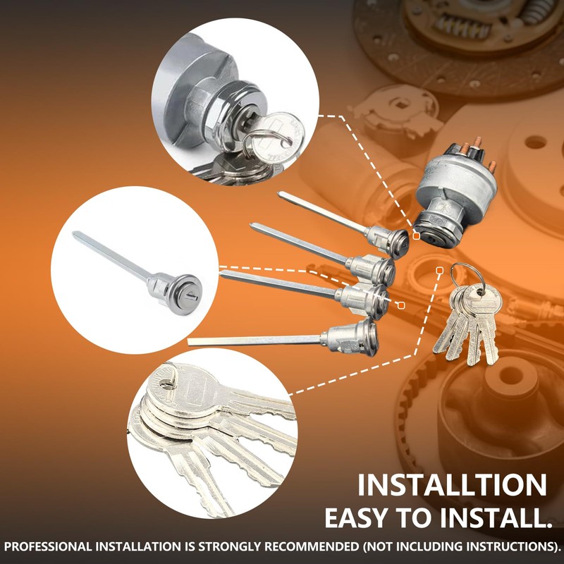 Ignition Switch Assembly Kit, includes 4 Door Lock Cylinder &