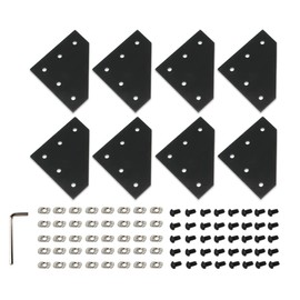 Zeberoxyz 8 Pieces Black L Shape Corner Angle Plate with Screws and T-Nuts, 5-Hole 90 Degree Joint Board Plate for 3030 Series Aluminium Profile 3D Printer Frame (3030 Series Black-L with Nut)