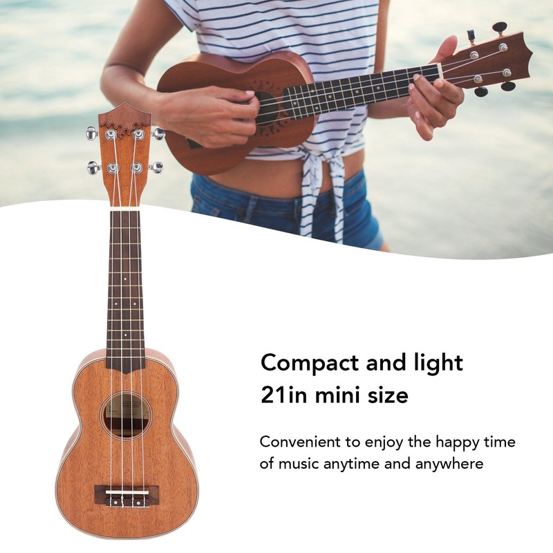 21in Ukulele Wooden Portable 4 String Mini Acoustic Guitar for