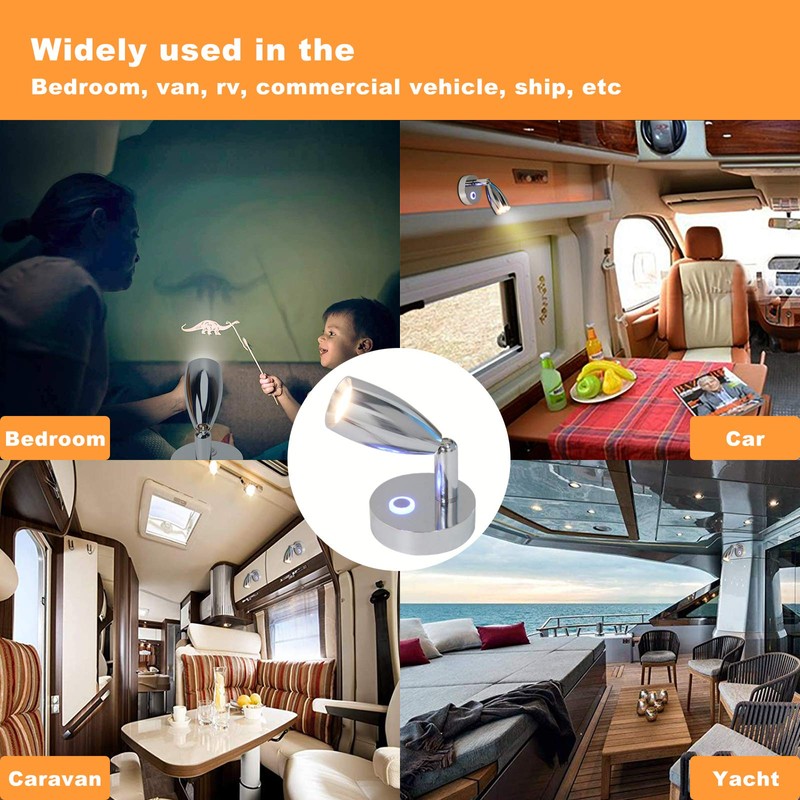 OPL5 RV 12V Warm White Reading Light with Touch Adjustable