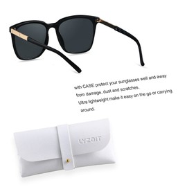 LYZOIT Oversized Sunglasses for Women Mirrored Big Large Shades 2 Pack Fashion Square Frame Sun glasses UV Protection Black Clear Brown
