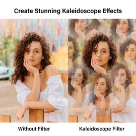 Walking Way Kaleidoscope Prism Lens Filter 58 mm Fractal Filter for Repeated Motifs, Prism Special Effect Filter with Refraction Effect and Anamorphic Prism Filter Effect Filter