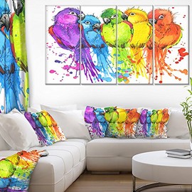 Designart Colorful Parrots Illustration Animal Art Painting
