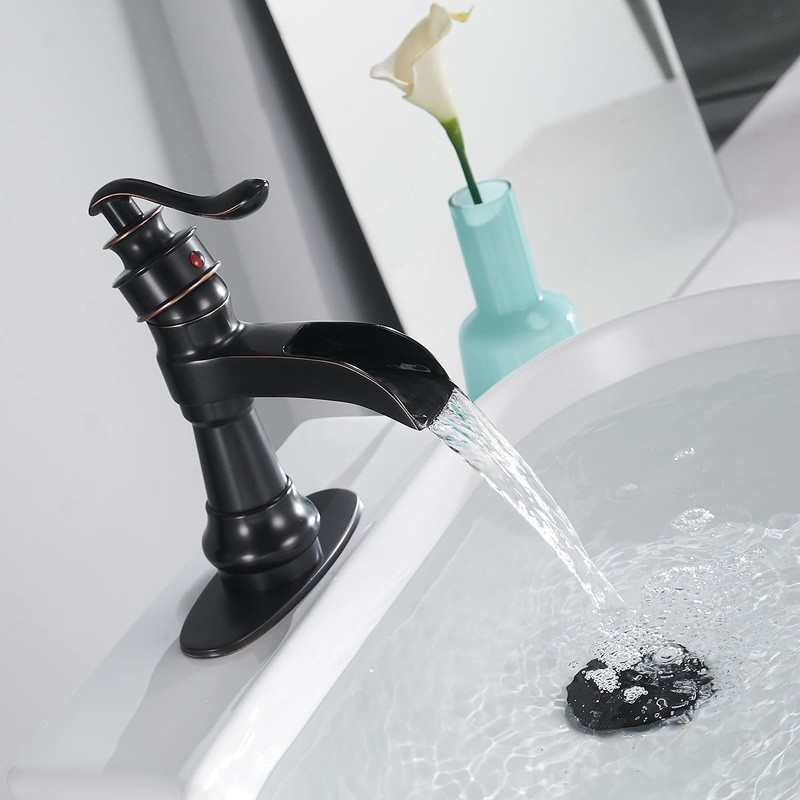 BATHFINESSE Oil Rubbed Bronze Deck Mounted Single-Handle Lavatory Faucet with
