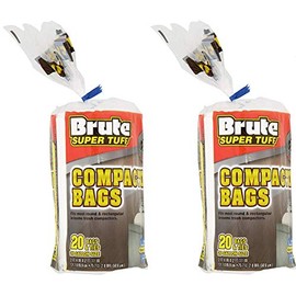 (2 Pack) Brute Super Tuff Heavy Duty 20 Gallon Size Compactor/kitchen Bags - White