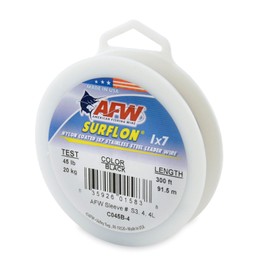 American Fishing Wire Surflon, Nylon Coated 1x7 Stainless Steel Leader Wire, 45 lb Test, .028" Diameter, Black, 300 ft