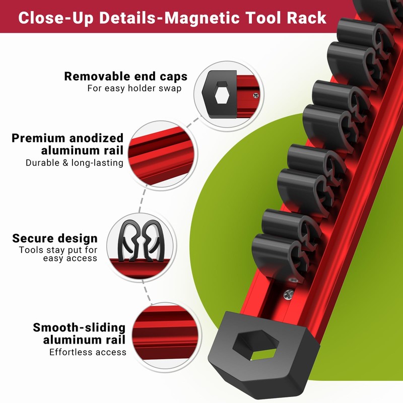 Preciva 2 PCS Magnetic Tool Holder with 24 Sliding Clips,