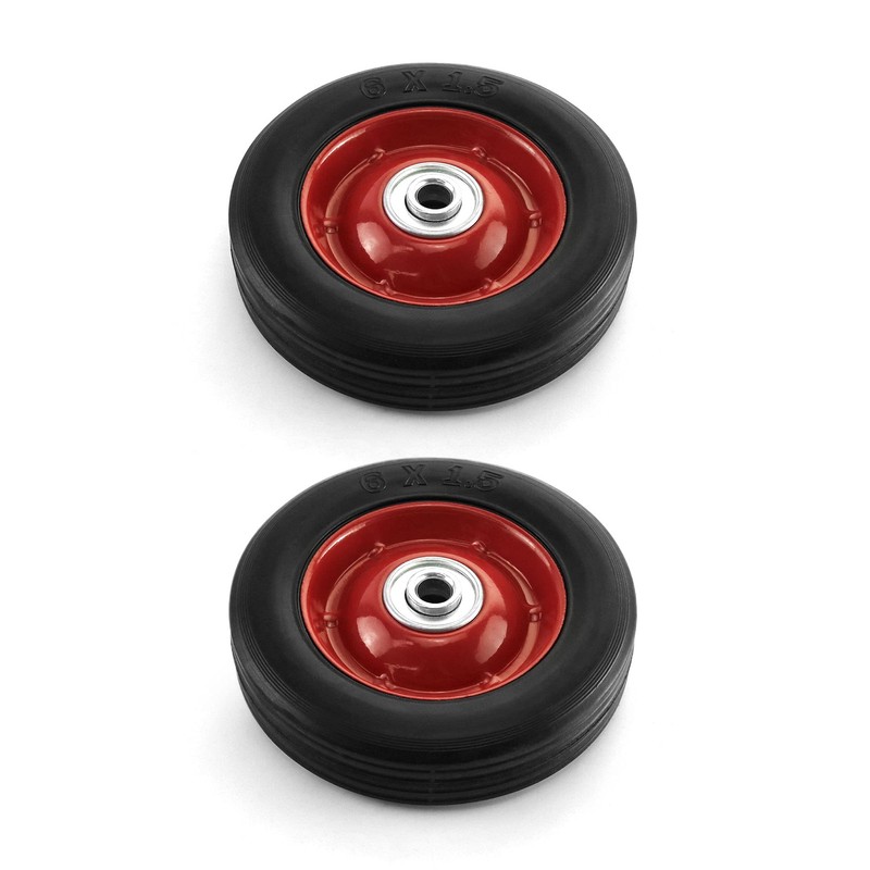QWORK 2 Pack 6" x 1.5",1/2" Axle, Premium Rubber Wheel