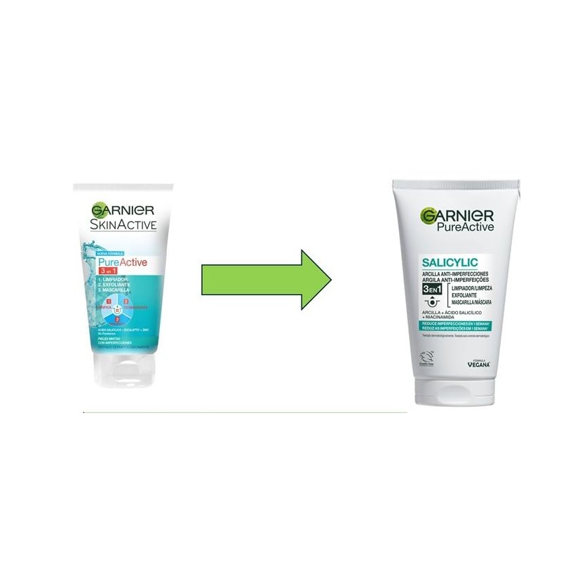 Garnier PureActive 3 en 1 Anti-Imperfecciones con Arcilla, 150ml