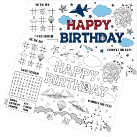 12Pcs Airplane Coloring Placemats Fighter Jet Birthday Party Decoration Top Air Force Gun Birthday Paper Placemats Military Jet Coloring Activity Paper Crafts for Boys Aircraft Airplane Bday Party