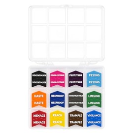 Futhark 72 Color Coded MTG Keyword Counters for Magic The Gathering TCG Card Game Accessories Tokens - Extended Edition with 72 Pieces and Organizer Case