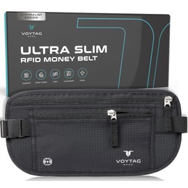 Travel Money Belt & Passport Holder - RFID Blocking Slim Travel Wallet & Fanny Pack for Men and Women - Essential Travel Pouch for Cash, Credit Cards, and Documents