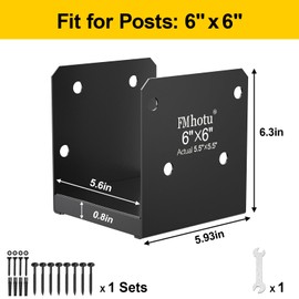 6x6 Stainless Steel Post Base,Internal 5.5 x 5.5 Post Anchor Bracket,Deck Post Base Concrete Support Anchor Base for Deck Railing, Fences, Mailboxes(4Pcs Black)