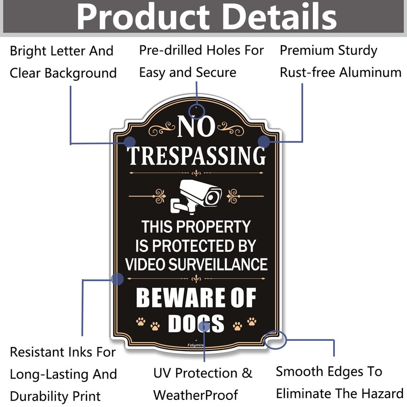 2 Pack No Trespassing This Property is Protected by Video