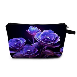 MoCaliduccious Flower Cosmetic Bags for Women Small Makeup Bag with Zipper Birthday Gift for Friend Flower Travel Toiletry Organizer Bag