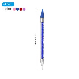 PATIKIL Diamond Art Pen with Wax, 4 Pcs Dual Ended Diamond Art Accessories Refillable Wax Pen for Diamond Art Nail DIY Craft, Blue, Pink, Red and Purple