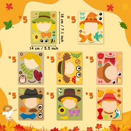 CY2SIDE Fall Scarecrow Sticker Sheets - 40PCS Autumn Harvest Make a Face Sticker Games for Kids School Rewards Make Your Own Scarecrow Decals Fall Thanksgiving DIY Party Favors Art Project