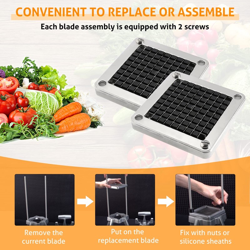 WICHEMI Replacement Blades 3/8" - Commercial Vegetable Chopper & Dicer,