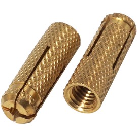 (Pack of 100) Brass Drop in Anchors 3/16" x 25/32" (M5 x 20 mm), Bolt Sleeve, Expansion Wall Dowels, Masonry Concrete Anchor