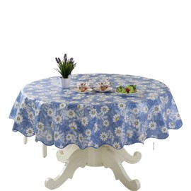 CHENGZI 180cm Round Hotel Tablecloth Pure Color Restaurant Tablecloth Polyester Fabric Tablecloth Home Dinner Table Cloth,Washable Table Cover for Bridal Shower Wedding Party (SEA)