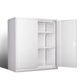 DNA MOTORING 36'' Metal Storage Cabinet, Locking Tool Cabinet with 2 Doors and 2 Adjustable Shelves, Heavy Duty Metal Locker for Garage,Office,Home,Gym, White, TOOLS-00631-WH-WH-A