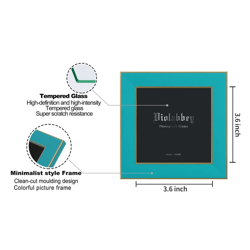 VIOLABBEY 4x4 Picture Frames Set of 4, Colorful Photo Frame