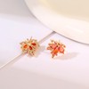 ATIMIGO Orange Maple Leaf CZ Crystal Stud Earrings Delicate and