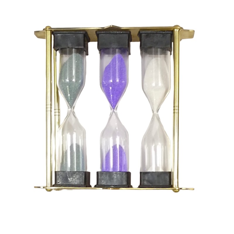 Tea Timer 3-4-5 Minute Sand Brass Frame Hourglass Timer Small