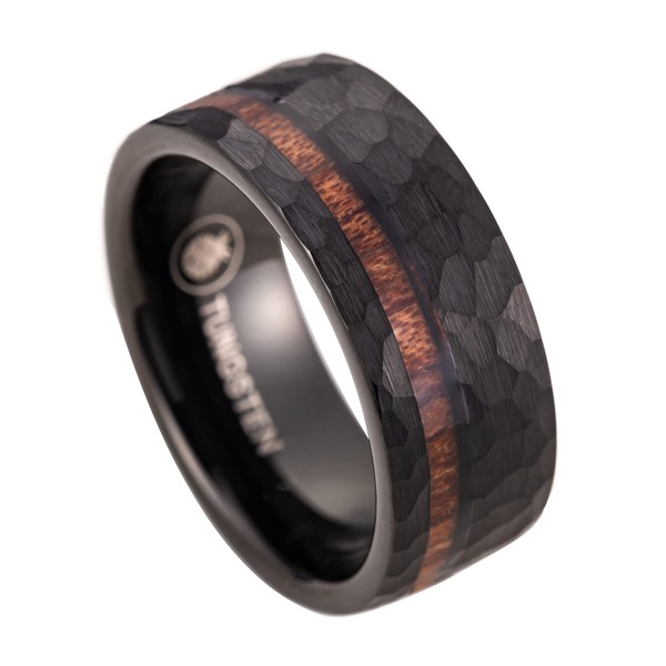 8mm Tungsten Carbide Hawaiian Koa Wood Inlay Comfort Fit Men