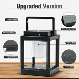 Solar Lanterns Outdoor Waterproof - Rechargeable Battery Operated Table Lamp - Outdoor Hanging Solar Lantern for Patio Outside Decorations Camping Garden