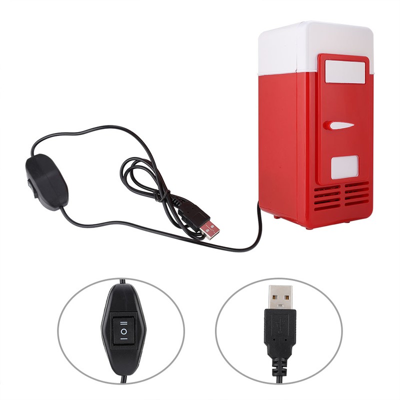 PC USB Mini Refrigerator Fridge Beverage Drink Can Cooler Warmer
