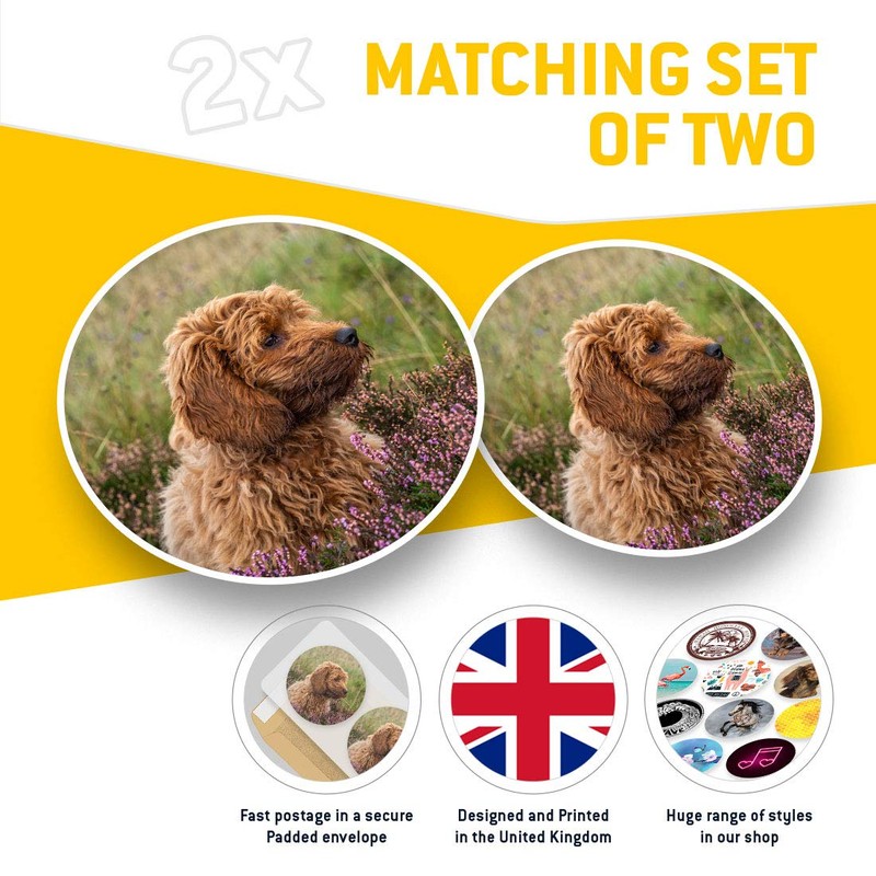 Vinyl-Aufkleber, 2 Stück, 7,5 cm, flauschiger Cockapoo-Welpe 2703