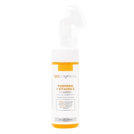 SpaScriptions Turmeric + Vitamin C Foaming Facial Cleanser, pH Balanced, Non Comedogenic, Paraben Free, For All Skin Types, 5 fl oz / 150 mL