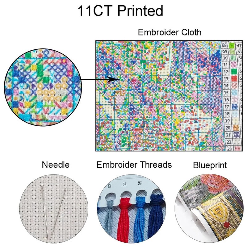 DMCVIVR - Kit de Punto de Cruz Estampado para Principiantes