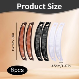 Pack of 6 Banana Clip Thick Hair, Hair Clip Banana Clip Hair, Banana Hair Clip Thin Long Hair, Vintage Fishtail, Hair Clip Women, Hair Clips Girls for Ponytail, Ponytail Holder