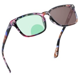 YEIN Bifocal Reading Glasses, Photochromic Brown Sunglasses, 0.00/+1.00 Magnification for Women
