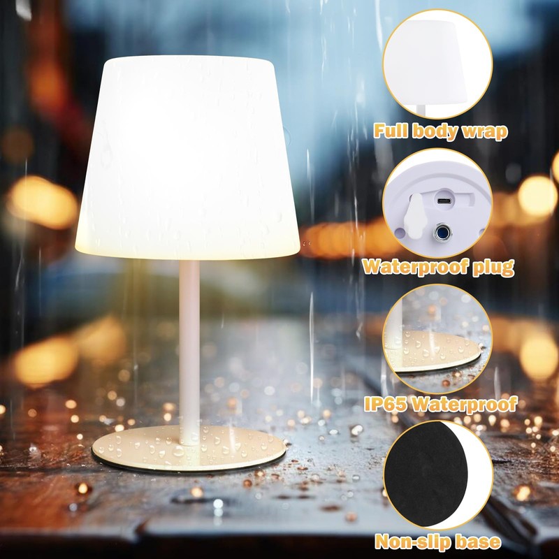 Wonder Solar Cordless Table Lamp, Rechargeabl Outdoor Battery Table Lamp
