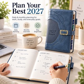 2027 A5 Daily & Monthly Planner – 400-Page Hardcover Organizer with Magnetic Closure & 5 Sticker Sheets