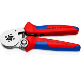 KNIPEX Self-Adjusting Crimping Pliers for Wire End Ferrules with Side Entry with Multi-Component Sleeves Chrome-Plated 180 mm 97 55 04 SB