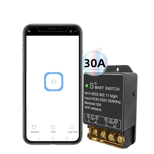 QIACHIP 30A Strong Power Wireless WiFi Intelligent Switch, Wifi Module