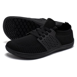 HOBIBEAR Wide Minimalist Barefoot Shoes Mens Womens Walking Sneakers Shoes | Zero Drop Sole | Optimal Relaxation (All Black,Women 9.5 Wide/Men 7.5 Wide)