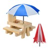 Relaxdays Wooden Squirrel Table, Squirrel Bench with 2 Umbrellas, Squirrel