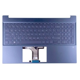Wzqrps New Replacement for HP 15-EG0067S 15-EH 15-EG 15Z-EH 15T-EG 15-EH1070WM 15-EH0090WM Laptop Upper Case Palmrest Backlit Keyboard Assembly Part No Fingerprint M08920-001 M08912-001 (Blue)
