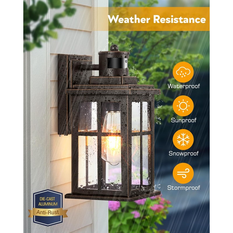 OPAXIS Distance-Adjustable Motion Sensor Outdoor Lights, Oil Rubbed Bronze Wall