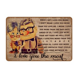 VIOFLOW Up Carl and Ellie Sign Vintage Metal Tin Signs I Love You The Most Wall Art Gift for Wife from Husband Funny Wall Decor for Kitchen Bathroom Bar Garage Retro Wall Art Plaque 8x12 Inches