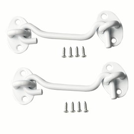 M MIMHOOY 2 Pack Hook and Eye Latch for Door 4 inch White, Stainless Steel Barn Door Lock Solid Thicken Gate Latch for Door, Windows, Sheds, Fences, Gates