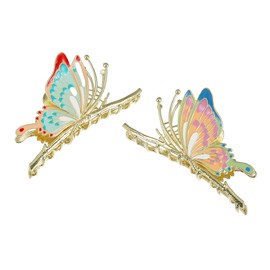 VOCOSTE 2pcs Butterfly Metal Hair Clip, Hair Claw for Women, Cute Claw Clip, Non-Slip Claw Clip, Fashion Hair Accessories, Gold Tone