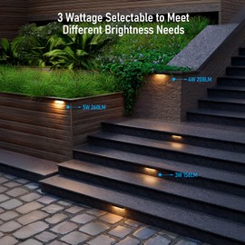 LEONLITE 7 Inch LED Hardscape Lighting, Update Retaining Wall Lights, LED Landscape Lighting, 12-24V AC/DC Paver Light Low Voltage, 3W/4W/5W Dimmable Outdoor Step Lights, 2700K Soft White, ETL, 4 Pack