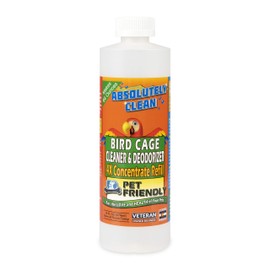 Absolutely Clean Amazing Bird Cage Cleaner and Deodorizer - Just Spray/Wipe - Safely & Easily Removes Bird Messes Quickly and Easily - Made in The US (4X Concentrate - 16oz)