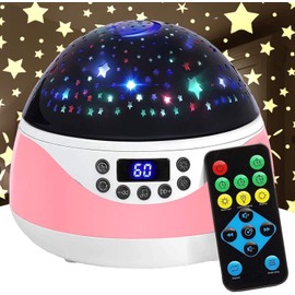 EZONEDEAL Star Night Light, Projector Starry Stars Color Changing Lights with Timer Music Party Decor Lighting and Remote Control for Kids Boys Girls Bedroom Nursery DecorChristmas Gifts (Pink)